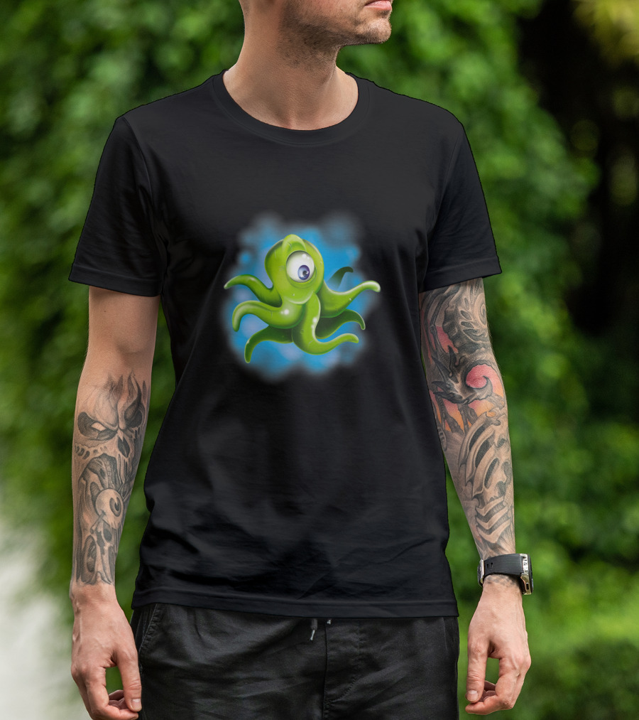 Squid Alien Cartoon Creature With One Eye T-Shirt