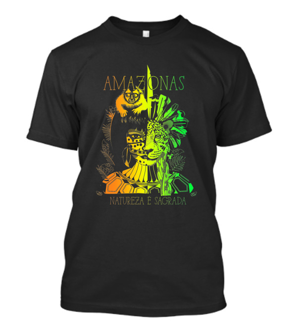 AMAZONAS Natureza É Sagrada 373731 Jaguar Lemur Jungle Spirit T-Shirt