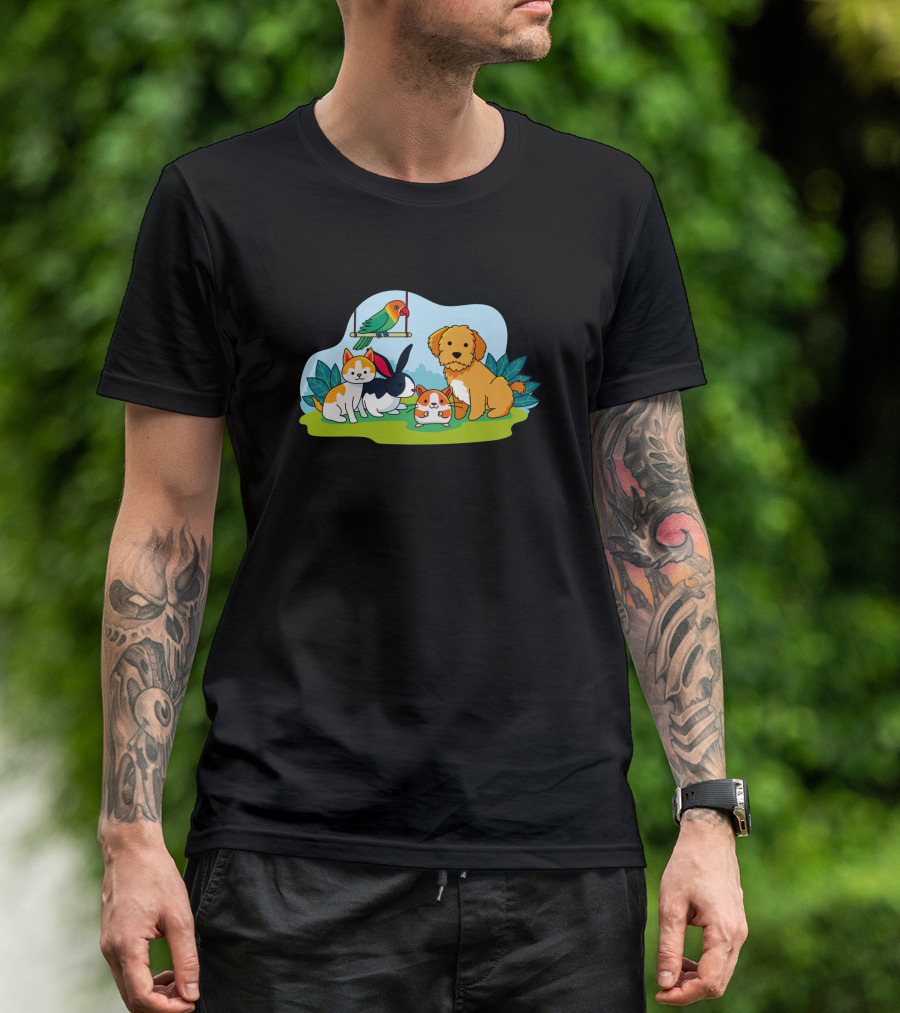 Animal Lucu Kucing Kelinci Anjing Burung 1473433 T-Shirt