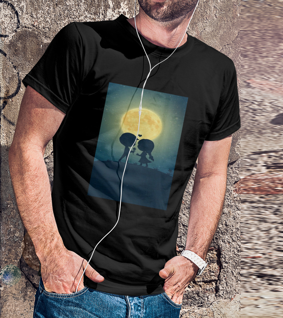 Anime 410328 Silhouette Couple Full Moon Romance T-Shirt