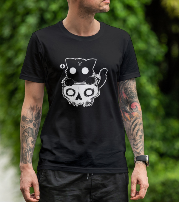 Bad Kitty With Skull And X Symbol Eyes T-Shirt