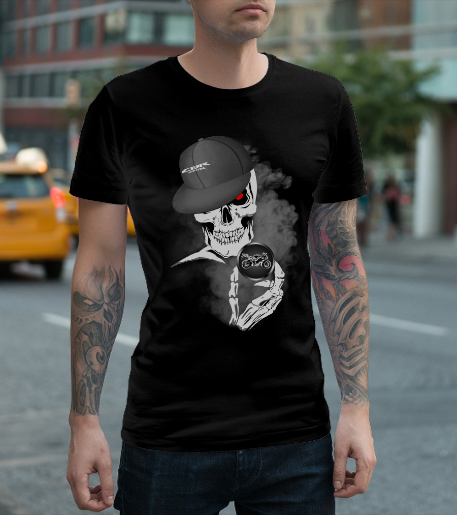CBR 600 Skull with Motorcycle and Cap T-Shirt