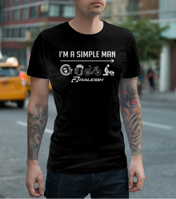 I'M A SIMPLE MAN RALEIGH BIKE BEER FOOD ICONS T-Shirt