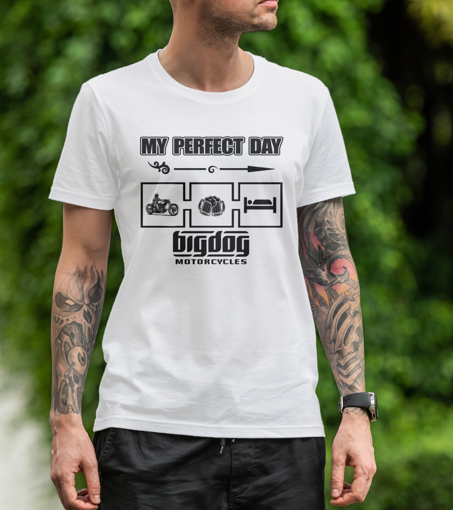 My Perfect Day Big Dog Motorcycles Rider Icons T-Shirt