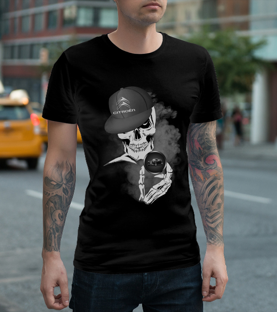 Citroen Traction Skeleton with Cap and Smoke T-Shirt
