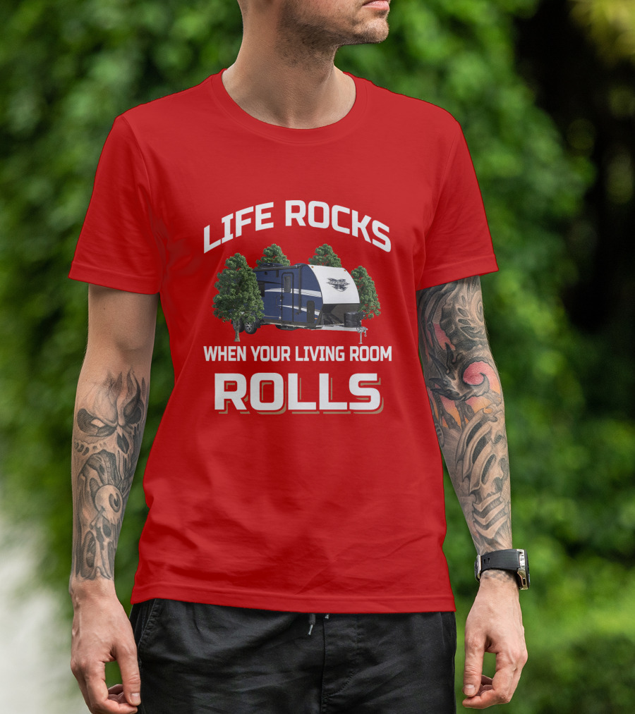 LIFE ROCKS WHEN YOUR LIVING ROOM ROLLS Livin Lite Quicksilver T-Shirt