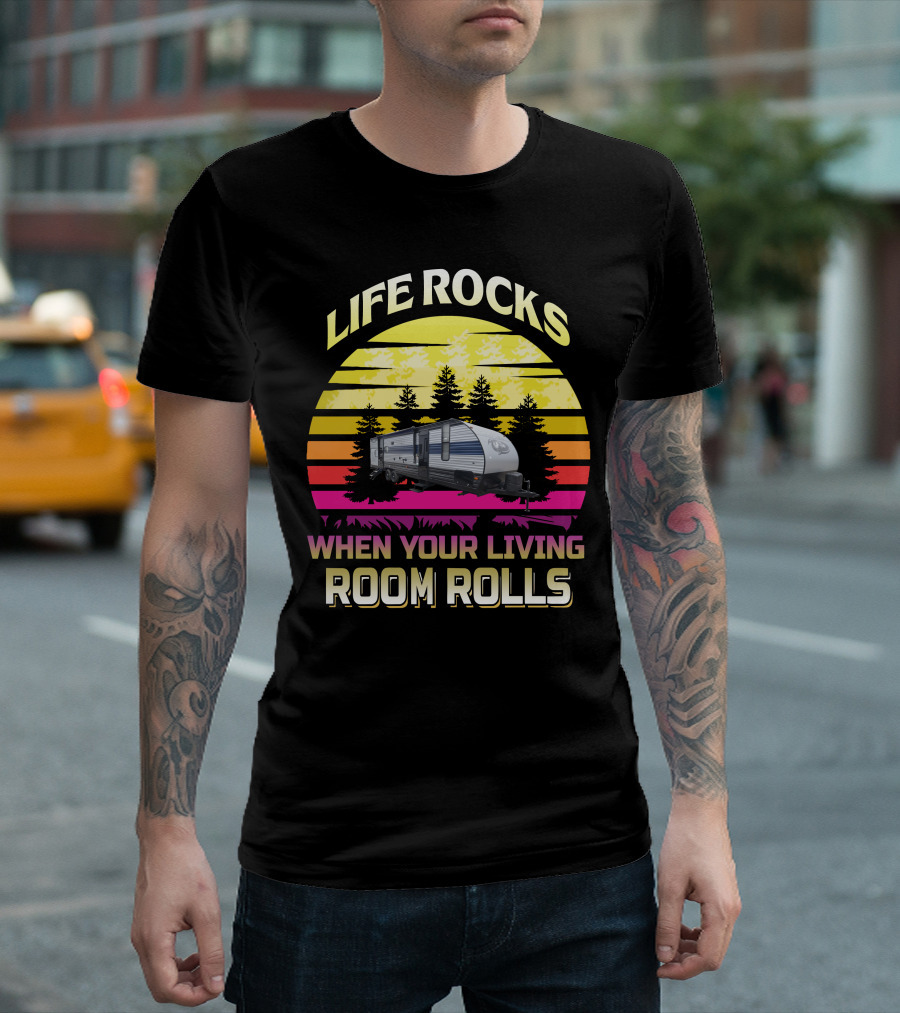 LIFE ROCKS WHEN YOUR LIVING ROOM ROLLS Greywolf 29TE T-Shirt