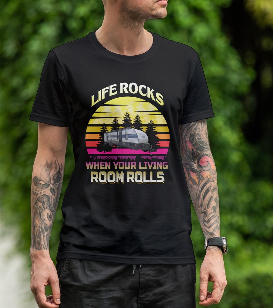 LIFE ROCKS WHEN YOUR LIVING ROOM ROLLS Greywolf 29TE T-Shirt
