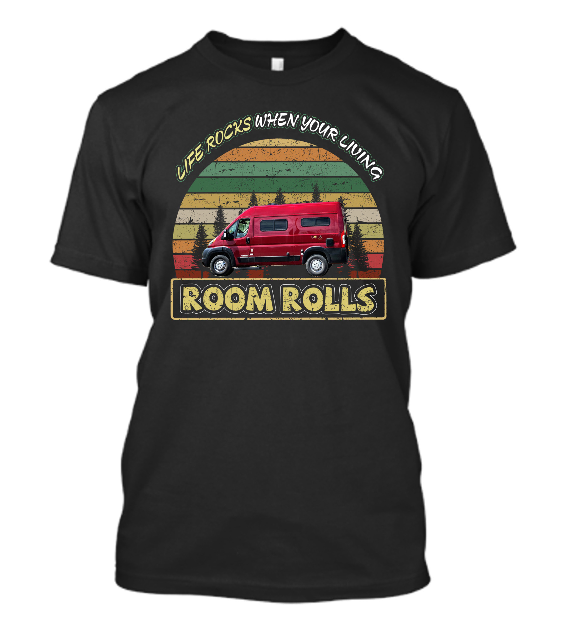 LIFE ROCKS WHEN YOUR LIVING ROOM ROLLS Van And Sunset Forest Vintage T-Shirt