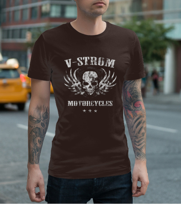 V-Strom Motorcycles Skull Wings Stars T-Shirt