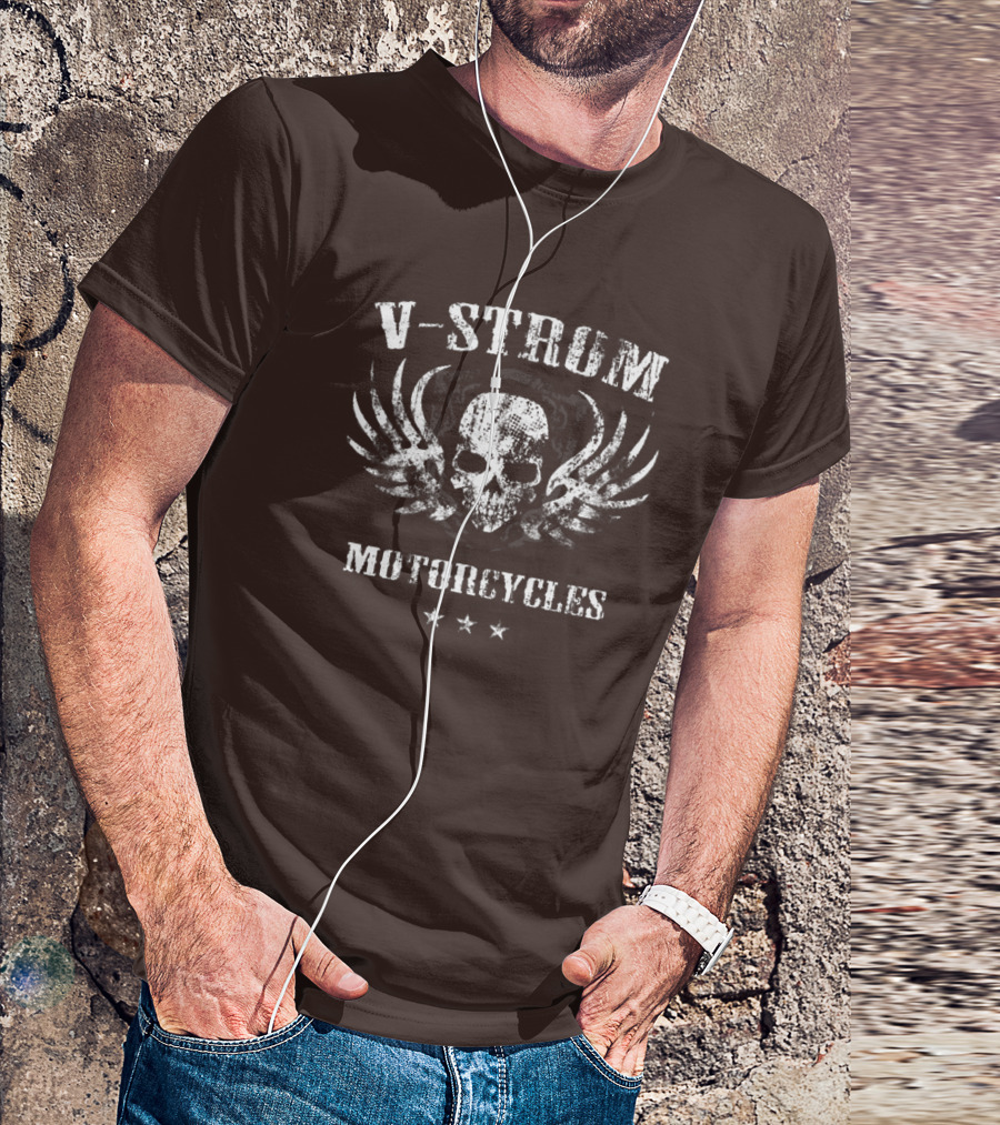 V-Strom Motorcycles Skull Wings Stars T-Shirt