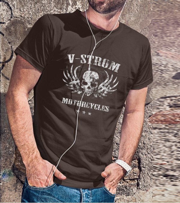 V-Strom Motorcycles Skull Wings Stars T-Shirt