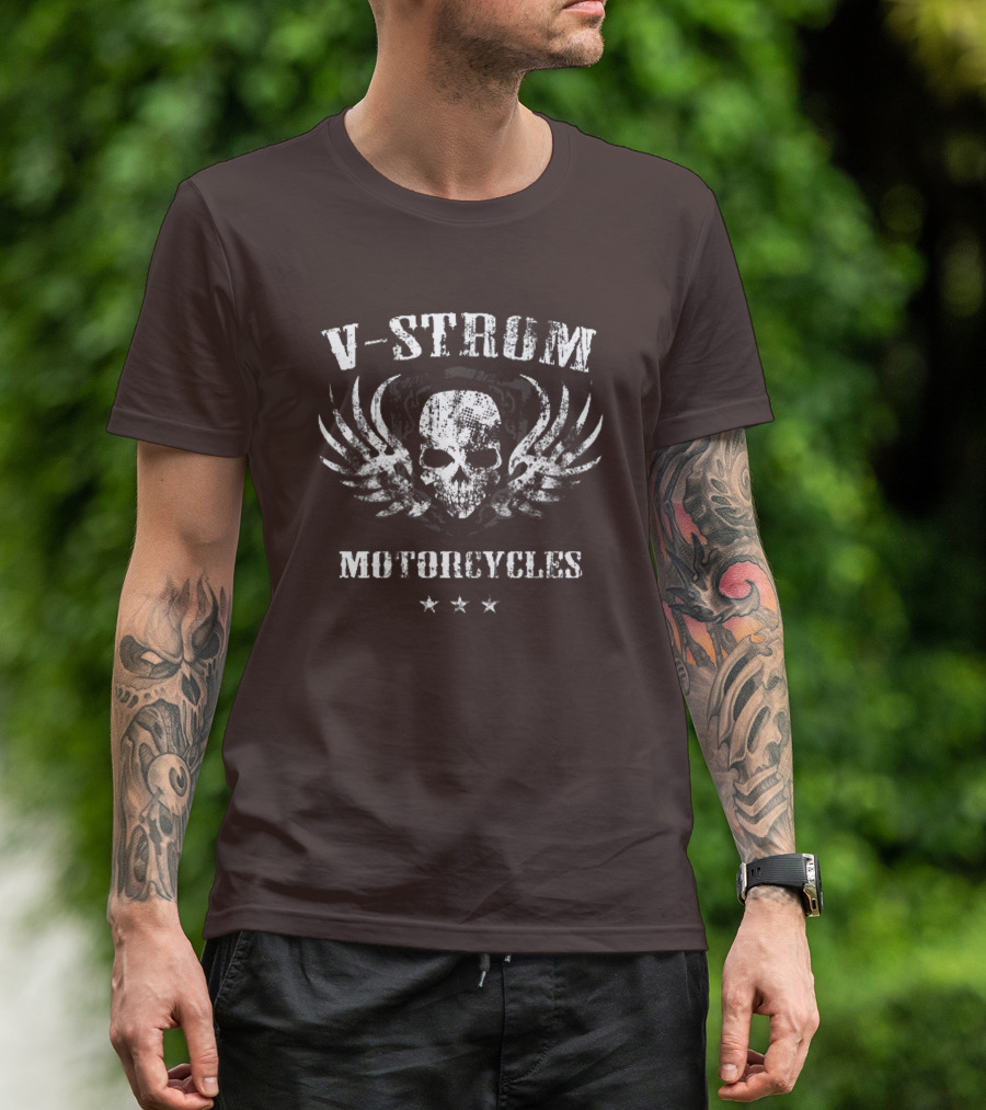 V-Strom Motorcycles Skull Wings Stars T-Shirt