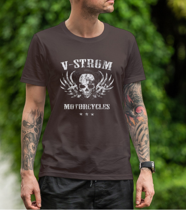 V-Strom Motorcycles Skull Wings Stars T-Shirt