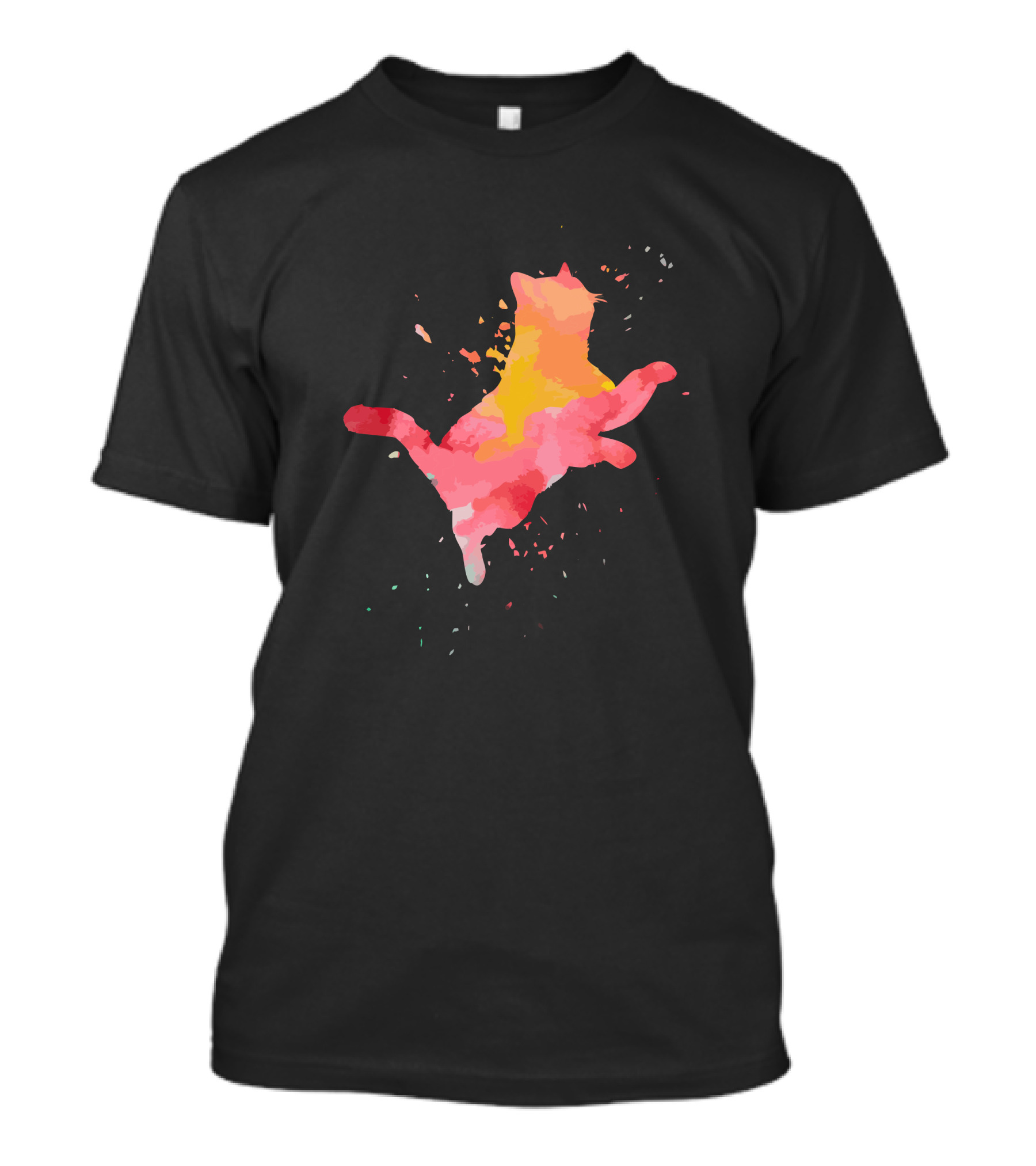 Colorful Minimalist Cat Splash Design Fashion T-Shirt