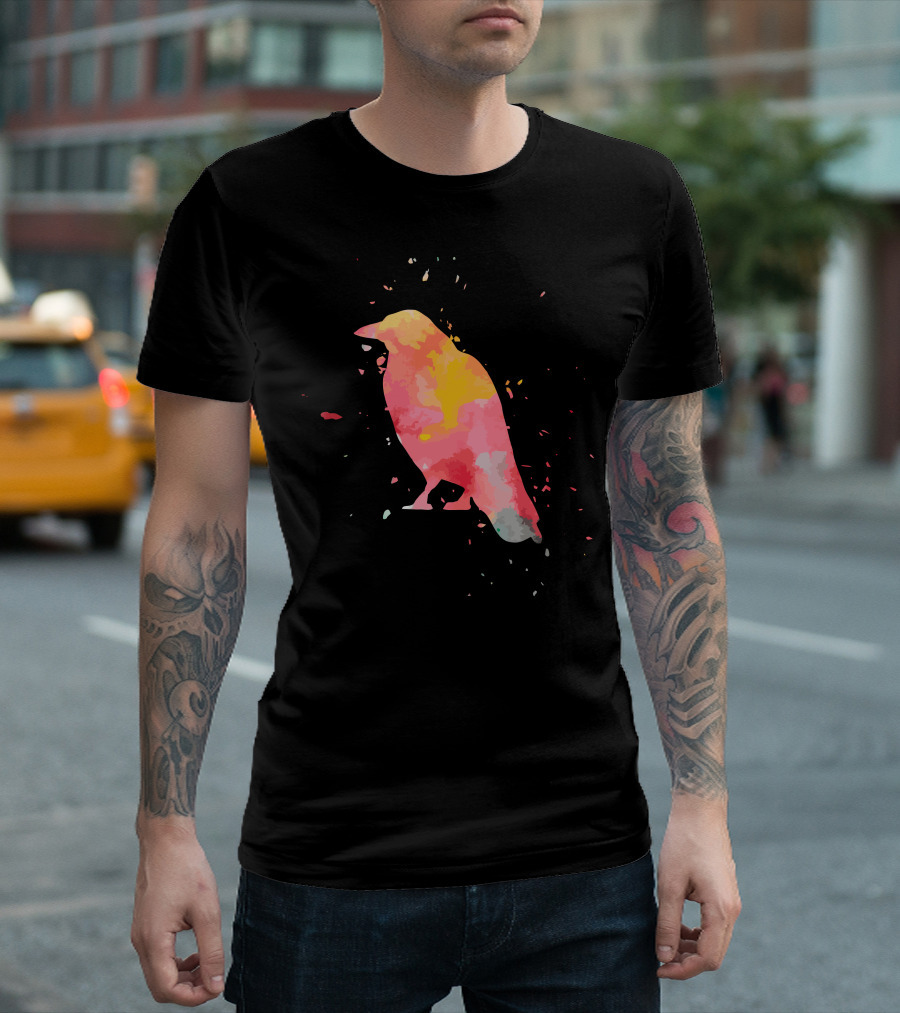 Crow Colorful Minimalist Art Fashion Silhouette Patter T-Shirt