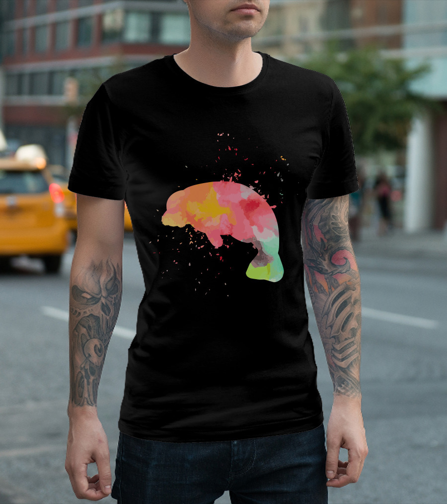 Colorful Minimalist Manatee Fashion T-Shirt
