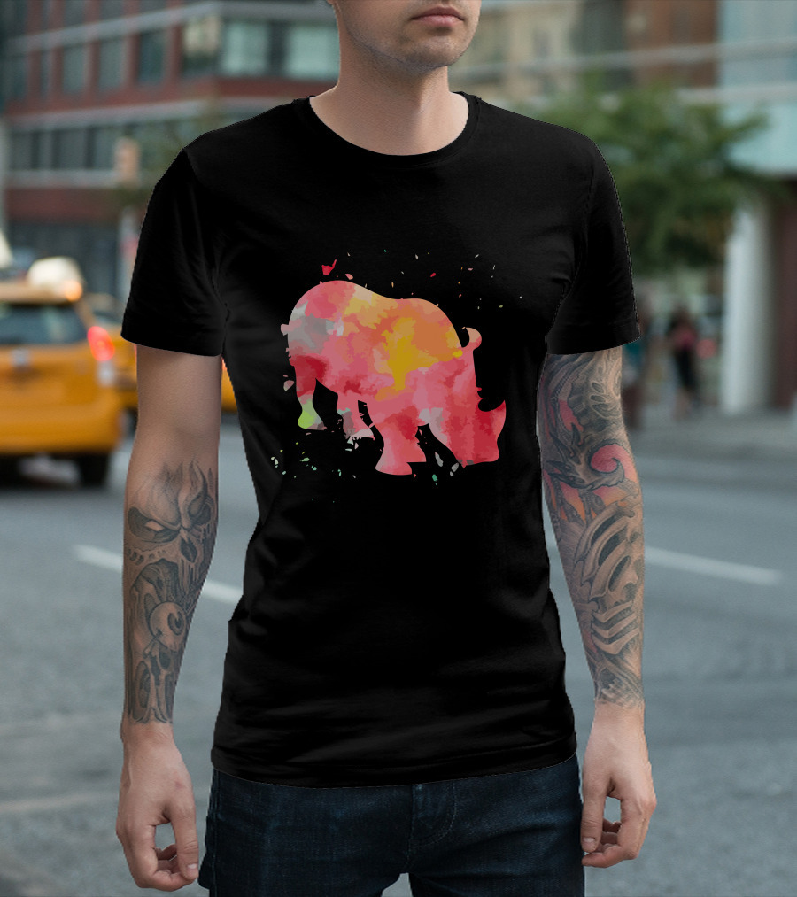 Rhino Colorful Minimalist Fashion T-Shirt