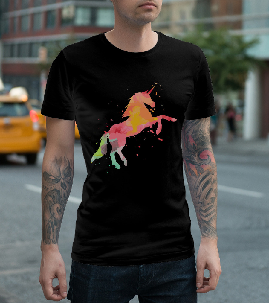Unicorn Colorful Minimalist Fashion Vibrant Watercolor T-Shirt