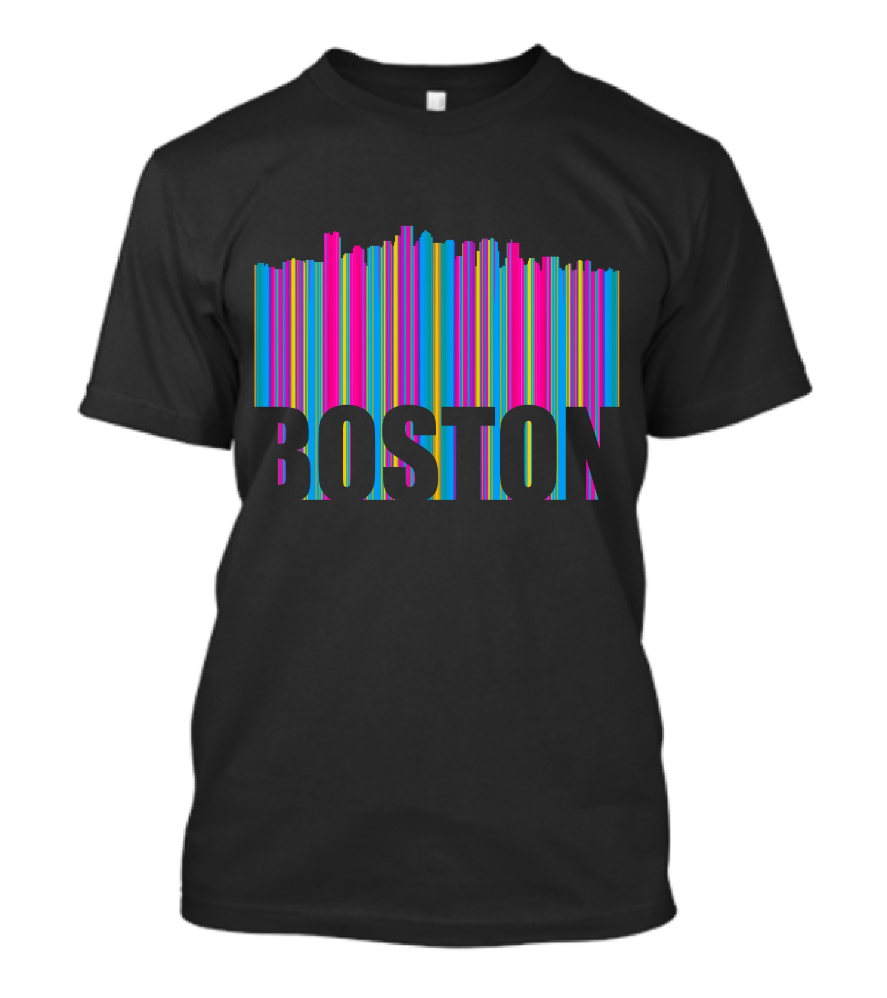 Boston Skyline Colorful Barcode T-Shirt