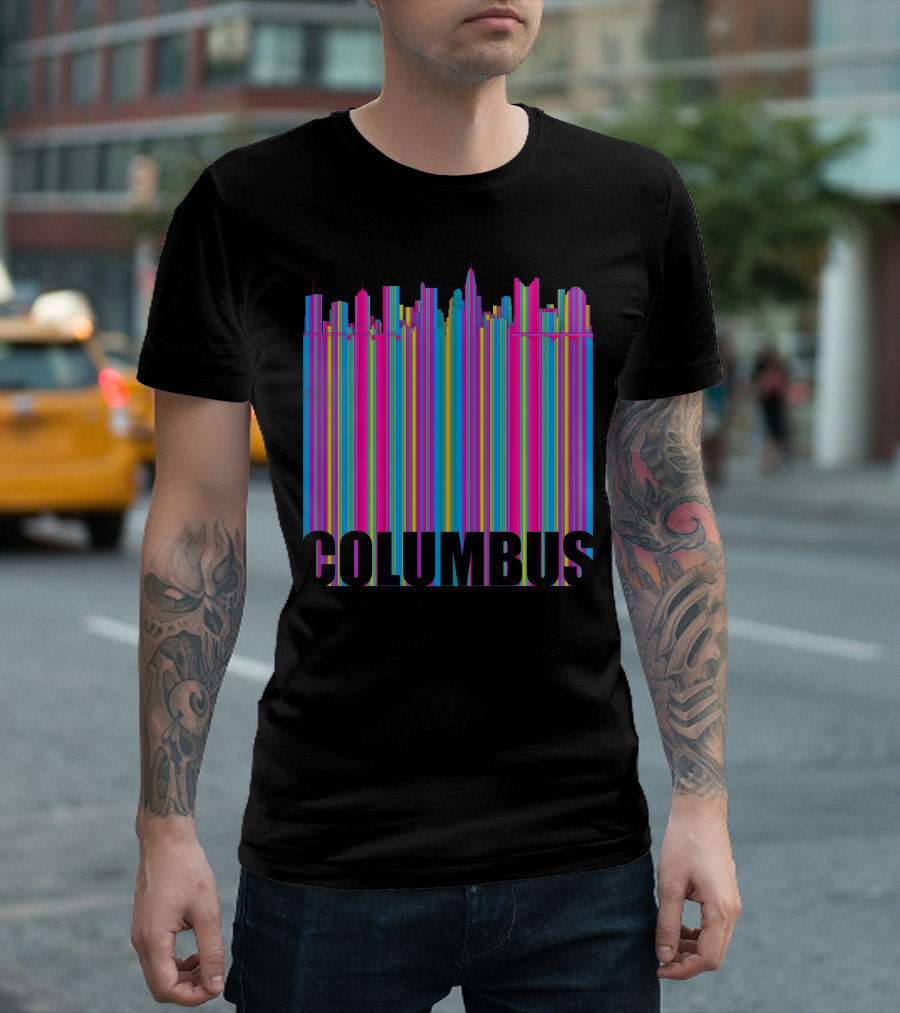 Columbus Colorful Skyline Line T-Shirt