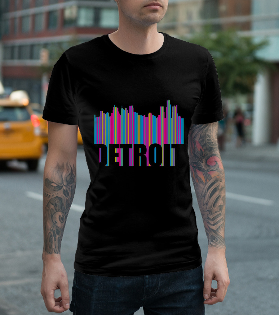 Detroit Vibrant Skyline Stripes T-Shirt
