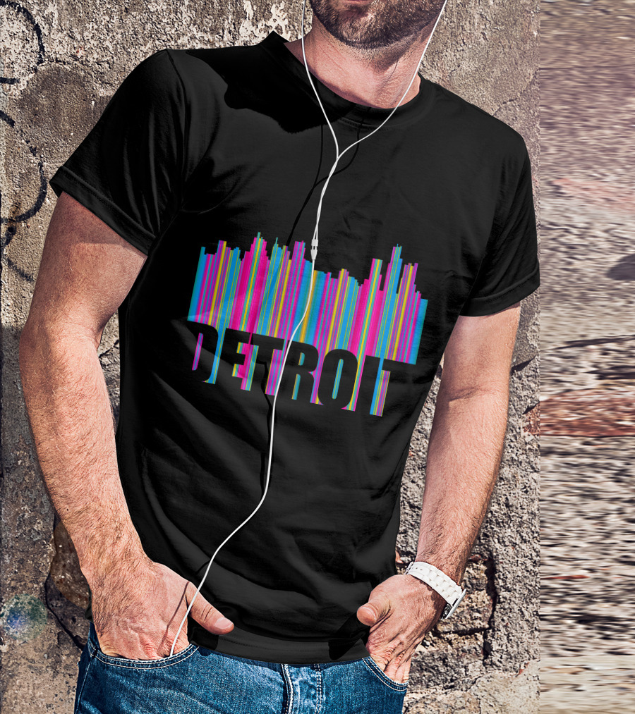 Detroit Vibrant Skyline Stripes T-Shirt