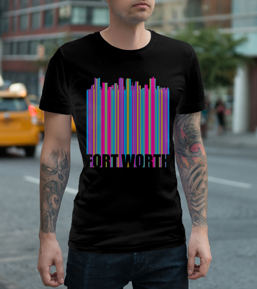Fort Worth Skyline Colorful Stripes T-Shirt