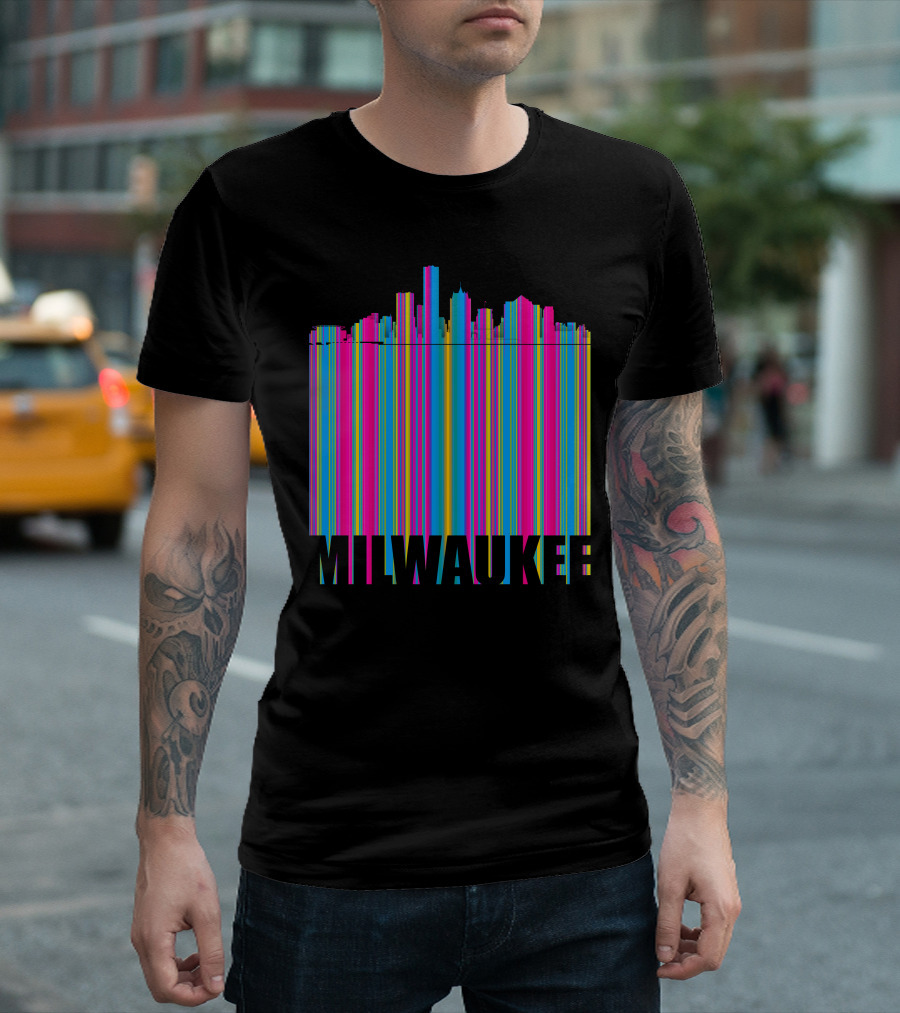 Milwaukee Colorful Skyline Cityscape Fashion T-Shirt