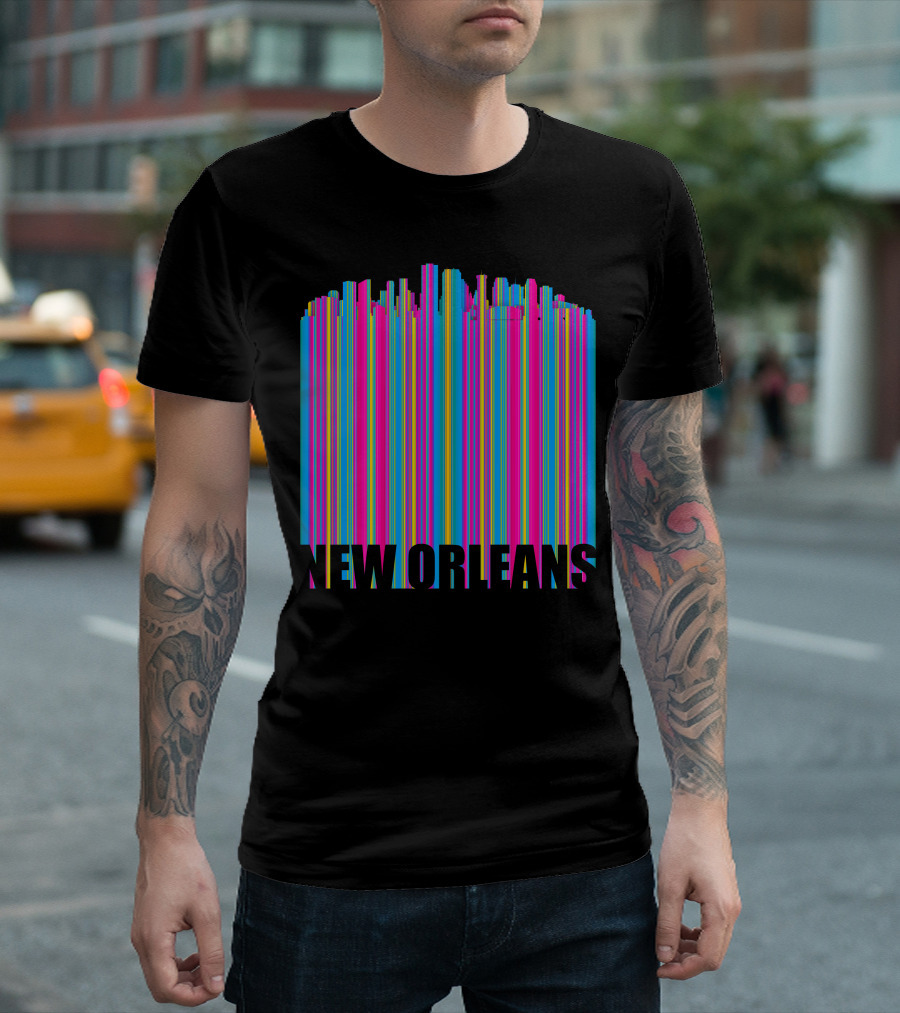 New Orleans Colorful Skyline Stripes Fashion T-Shirt