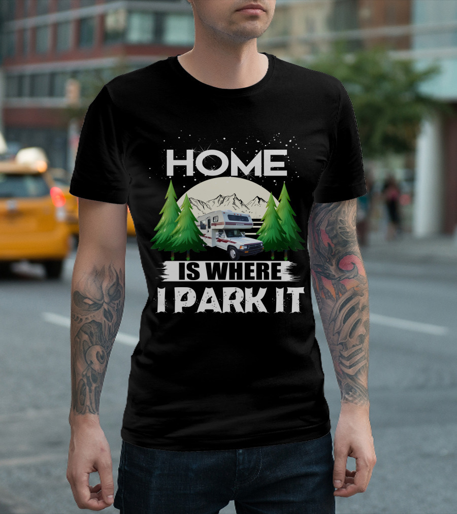 Home Is Where I Park It 1993 Toyota Winnebago Warrior Mountain Adventure Scene T-Shirt