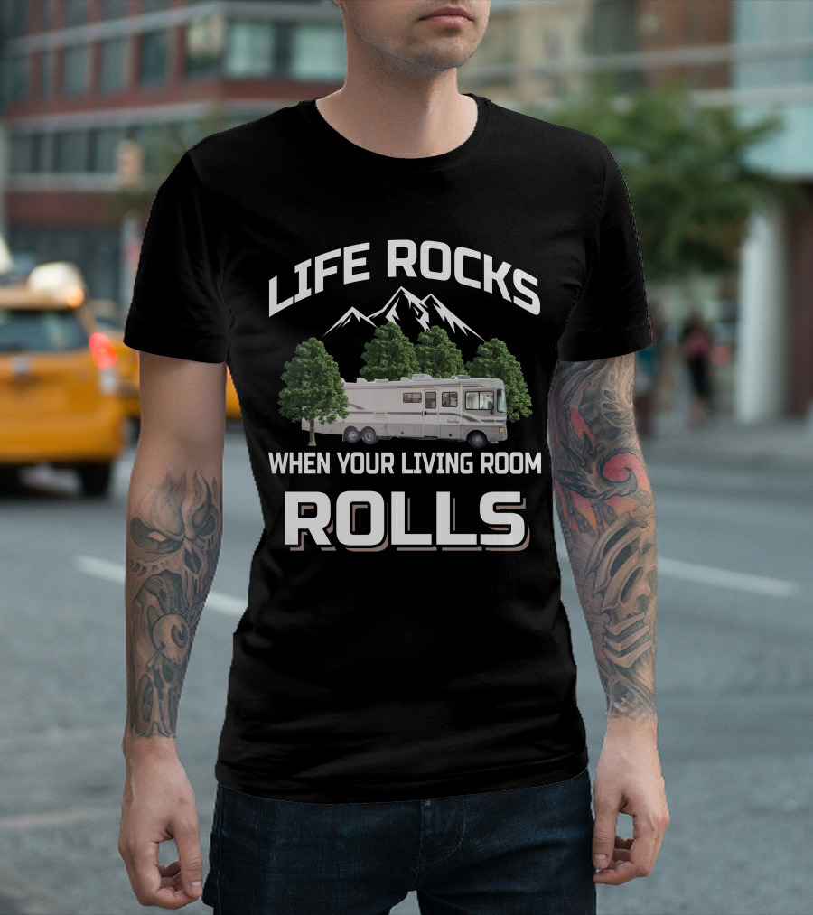 Life Rocks When Your Living Room Rolls 1997 Fleetwood Bounder 34v Mountain Adventure T-Shirt