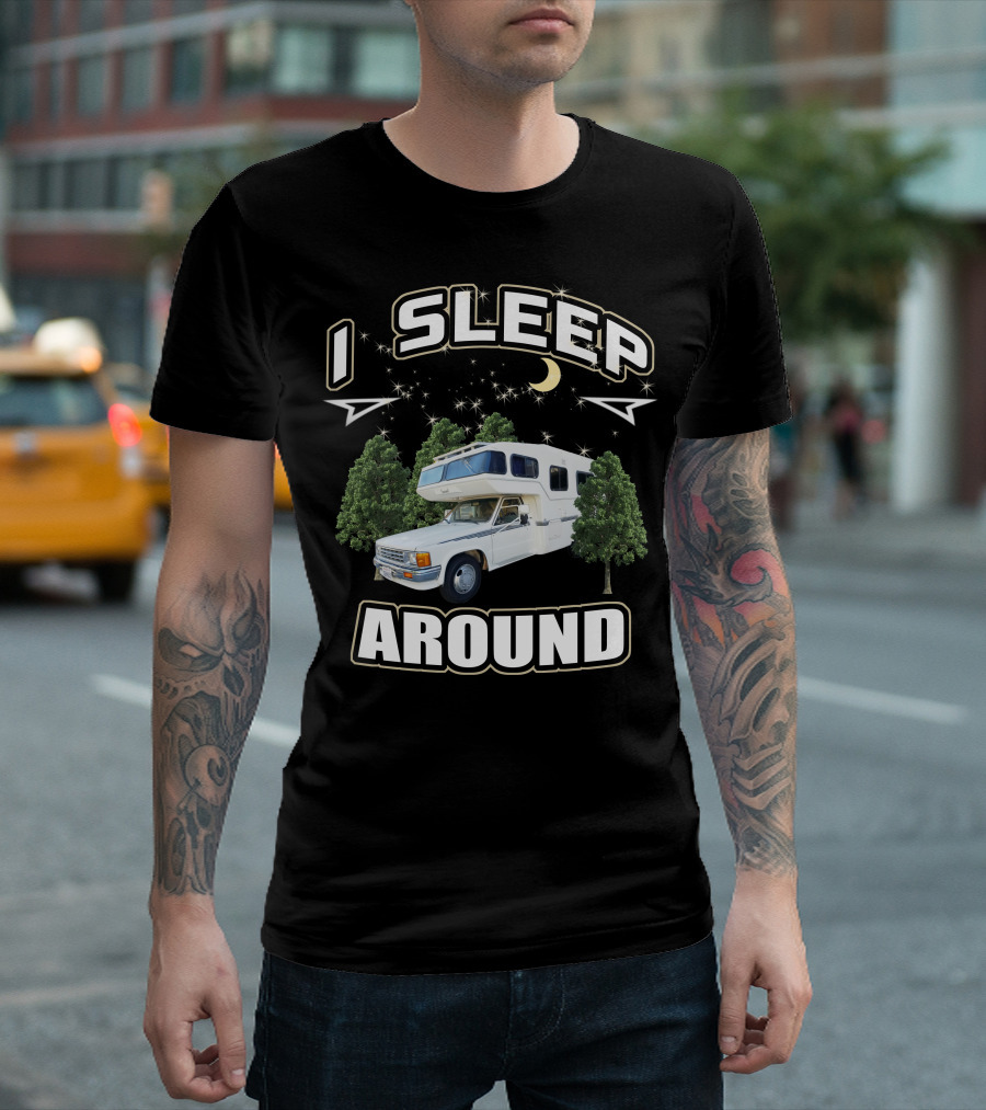 1987 Toyota Sunrader I Sleep Around Camper Moon Trees T-Shirt