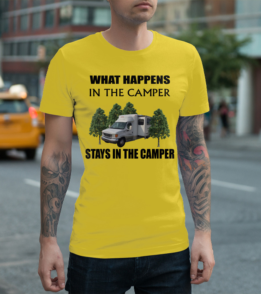 What Happens in the Camper Stays in the Camper Aspect Winnebago T-Shirt