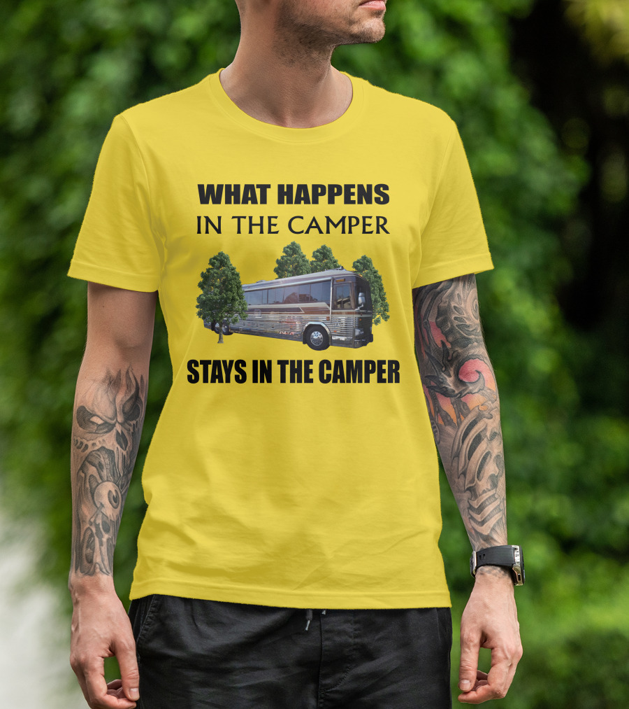 1995 Prevost Country Coach XL What Happens In The Camper Stays In The Camper T-Shirt