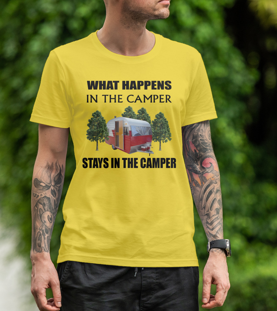 What Happens In The Camper Stays In The Camper 1957 Shasta Travel Trailer T-Shirt