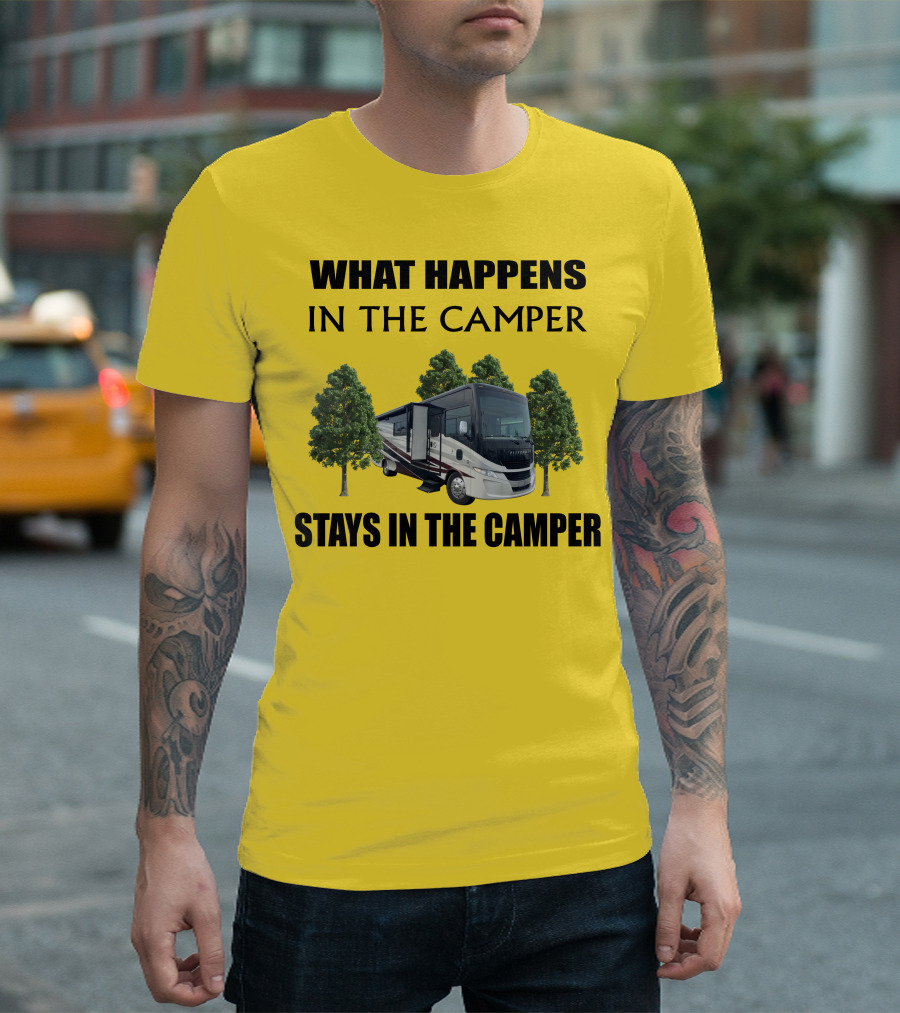 What Happens in the Camper Stays in the Camper Tiffin Allegro Open Road 34PA T-Shirt