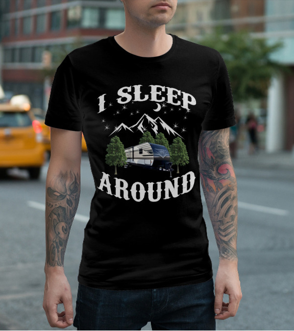 I Sleep Around Grand Design Transcend Xplor Camper Mountains Moon Stars T-Shirt