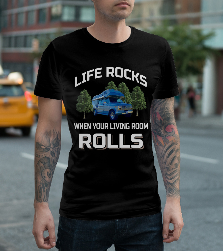 Life Rocks When Your Living Room Rolls 1987 Odessey Van Adventure T-Shirt