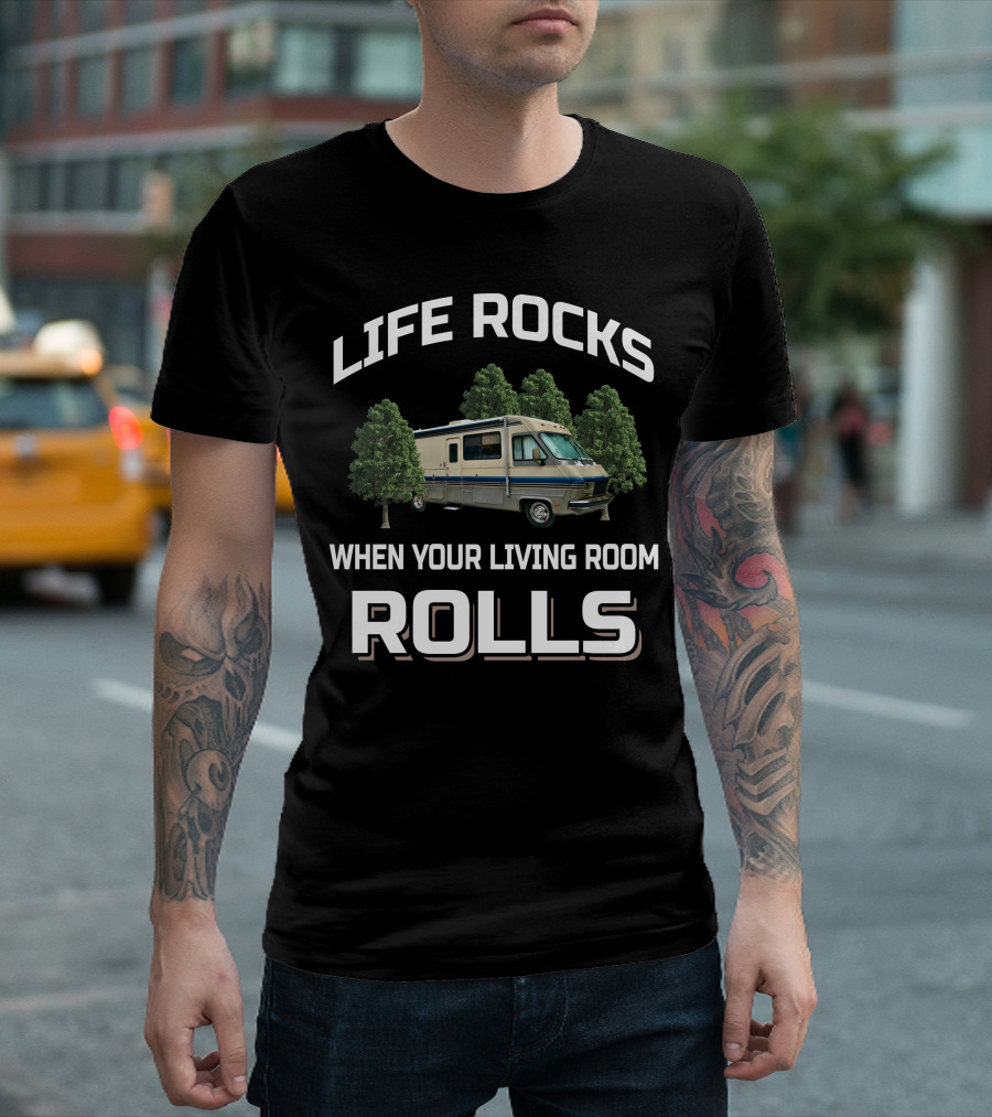 Life Rocks When Your Living Room Rolls Vintage Fleetwood Pace Arrow T-Shirt