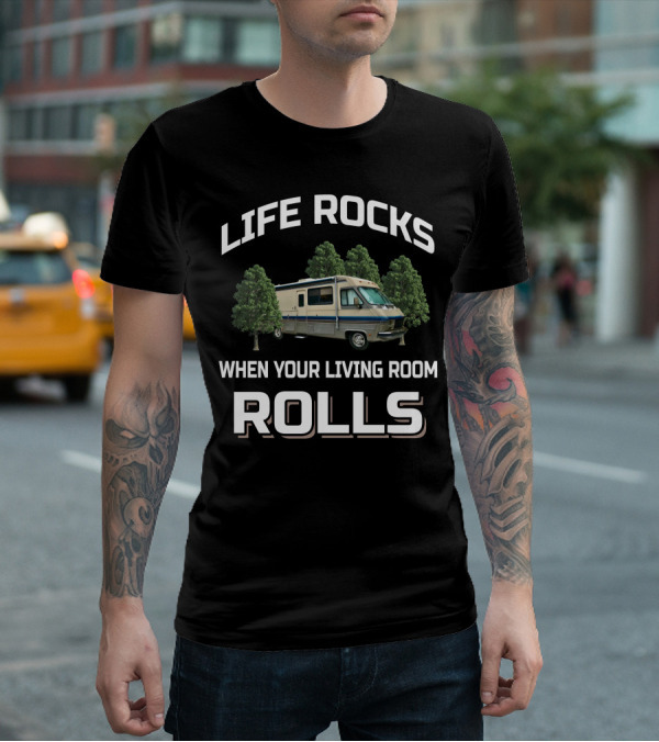 Life Rocks When Your Living Room Rolls Vintage Fleetwood Pace Arrow T-Shirt