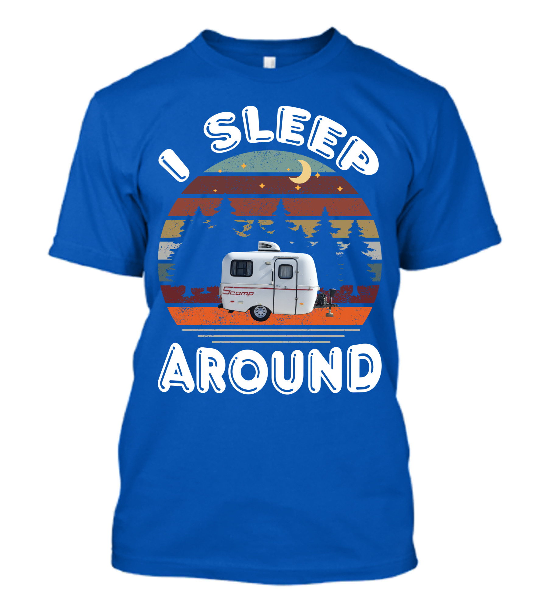 I Sleep Around Scamp Travel Trailers Night Trees Moon Stars T-Shirt