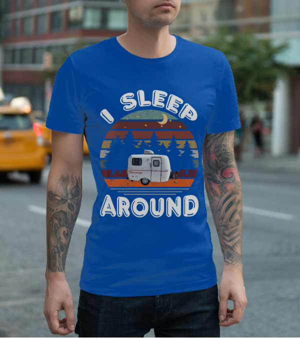 I Sleep Around Scamp Travel Trailers Night Trees Moon Stars T-Shirt