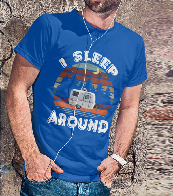 I Sleep Around Scamp Travel Trailers Night Trees Moon Stars T-Shirt