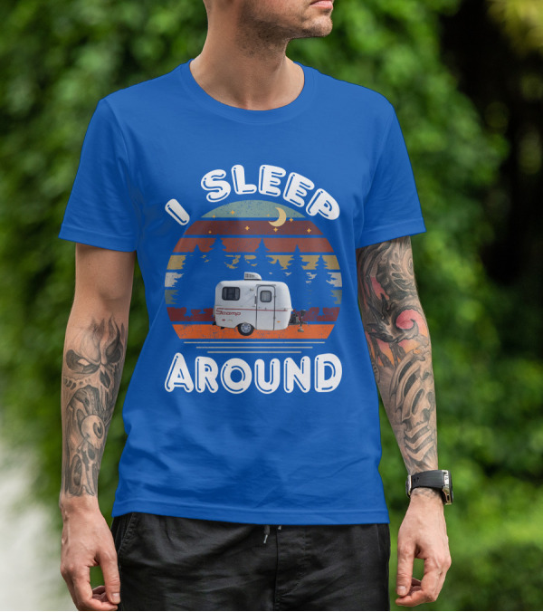 I Sleep Around Scamp Travel Trailers Night Trees Moon Stars T-Shirt