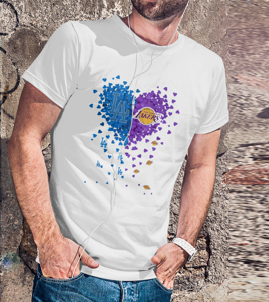 Los Angeles Lakers And LA Dodgers Heart T-Shirt