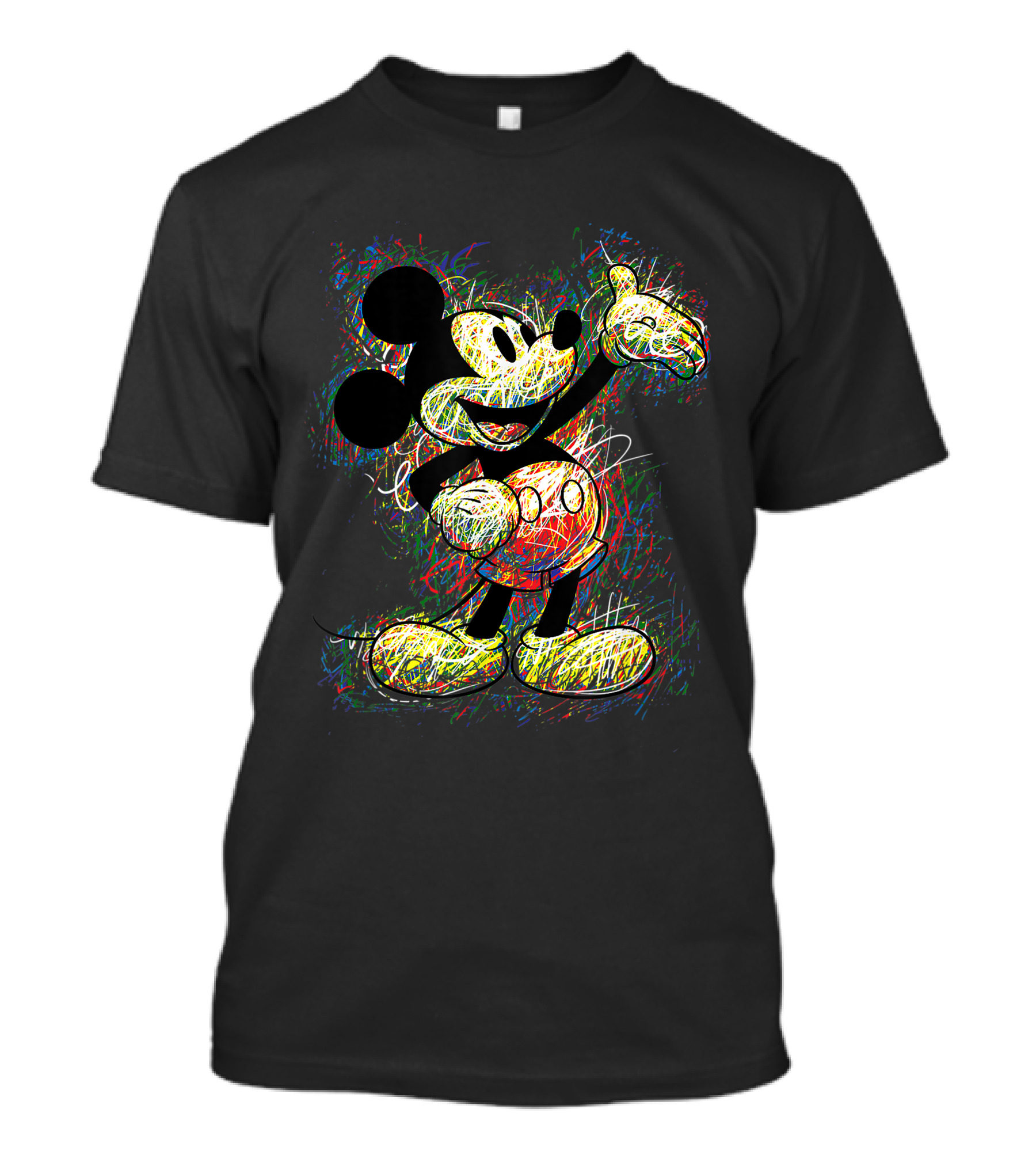 Disney Mickey Mouse Colorful Sketch Drawing T-Shirt