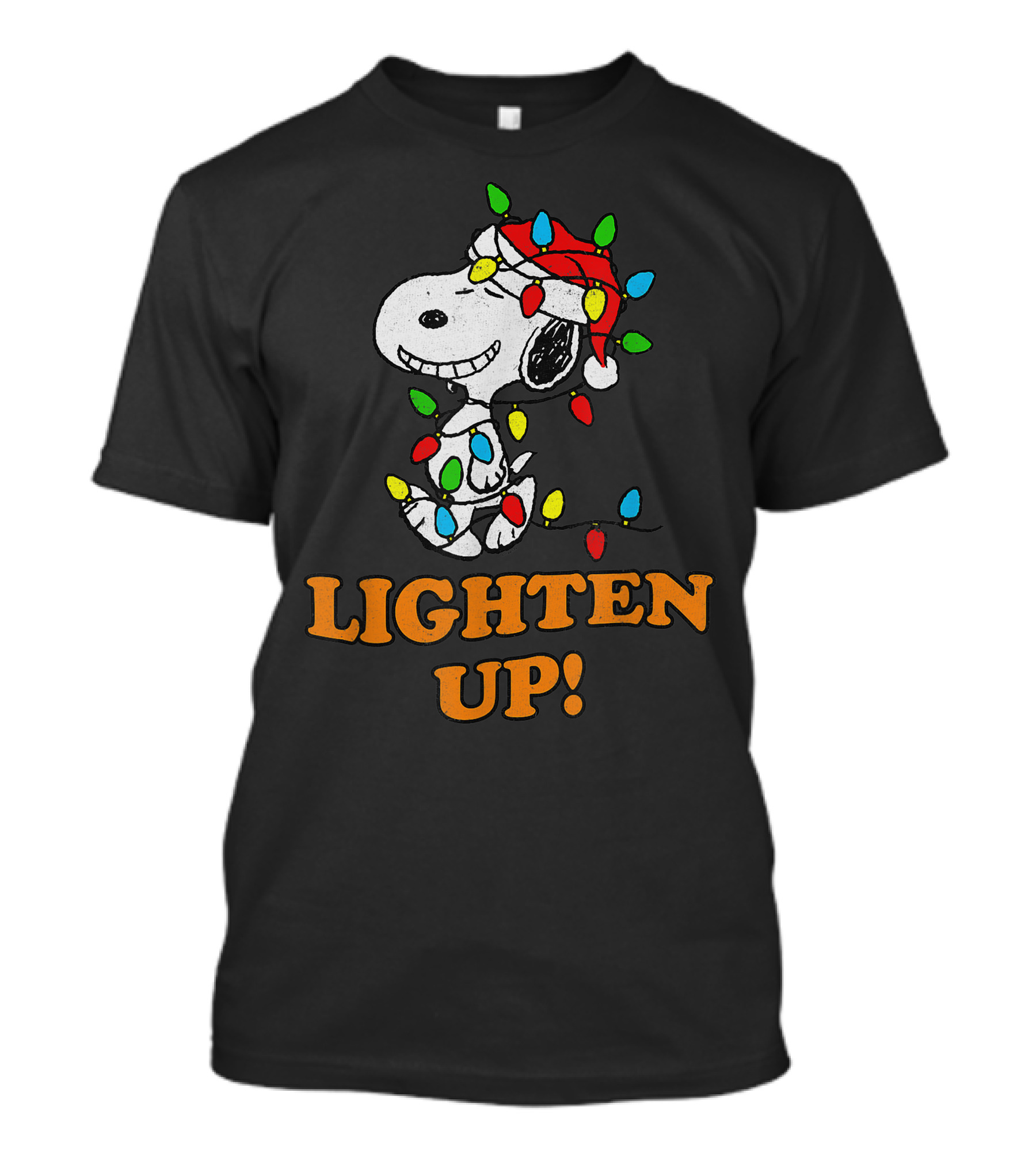 Peanuts Snoopy Christmas Lighten Up Lights Santa Hat T-Shirt