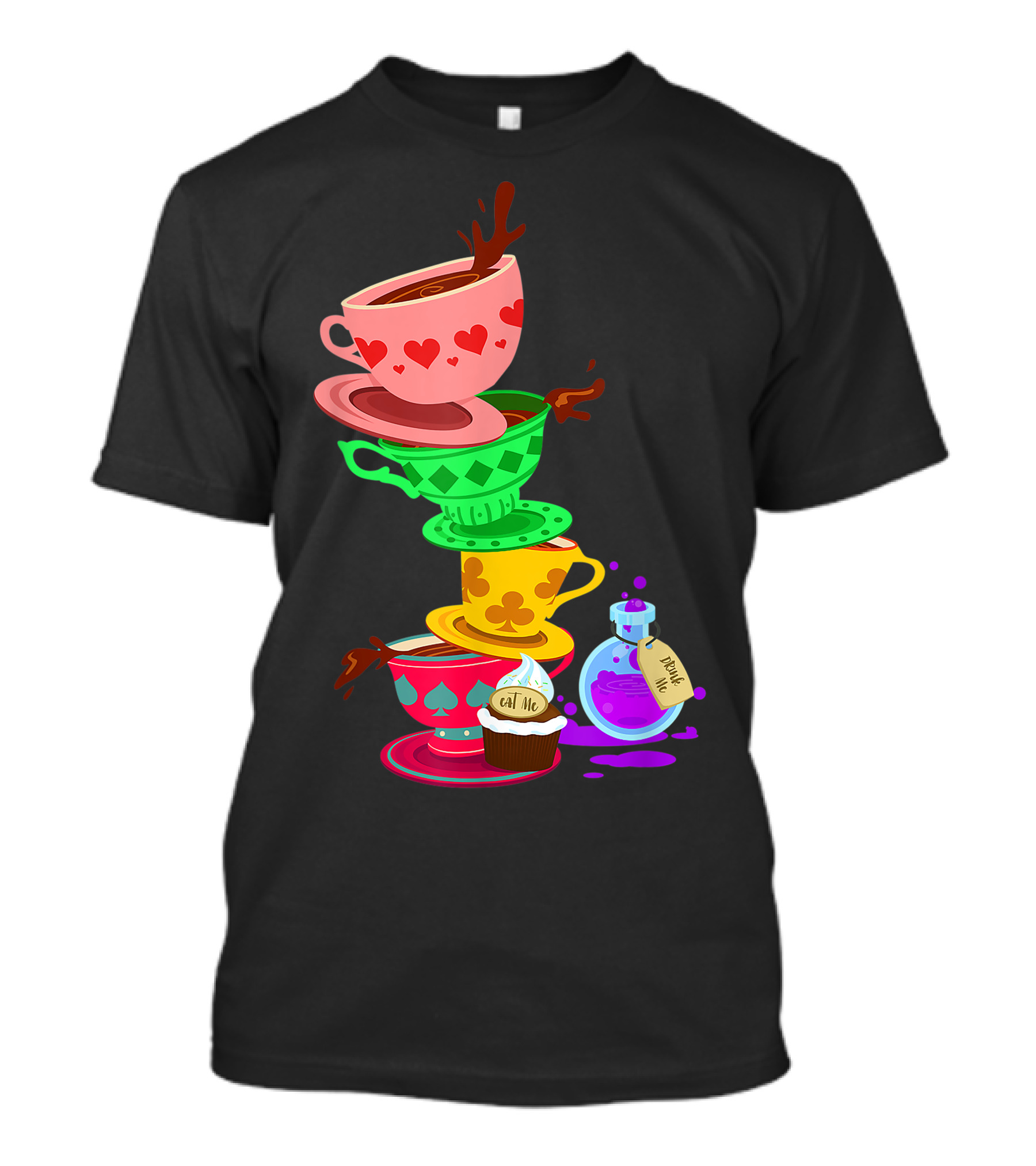 Tea Cups Alice Wonderland Tea Party Potion Card T-Shirt
