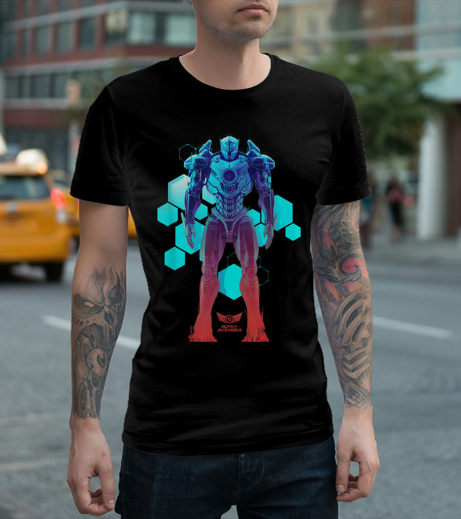 Gipsy Avenger Blueprint Hexagonal Background T-Shirt
